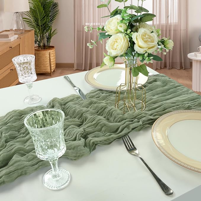 6 Pack 10Ft Sage Green Cheesecloth Table Runner 23 x 120 Inch | Gauze Rustic - Image 6