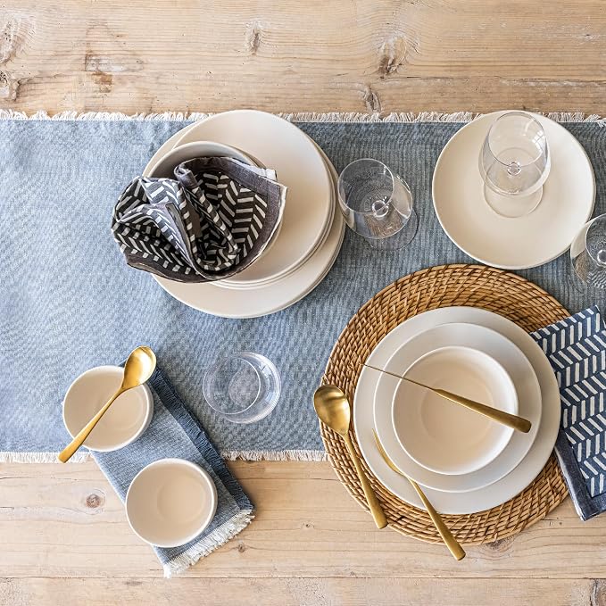 Over&Back 18x90 Woven Frayed Chambray Cotton Table Runner - Image 8