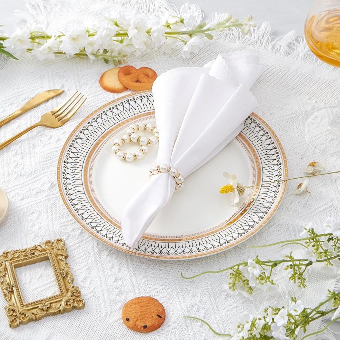 APTWOW 50Pcs Pearl Gold Napkin Rings - Image 4