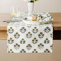 Block Print Floral Decorative Table Runners, 13x72 Inch Brown | 100% Organic by Unknown