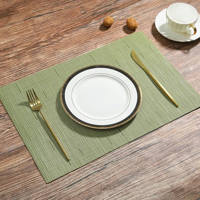SHACOS Placemats Set of 4 Woven Vinyl Place Mats - Image 6