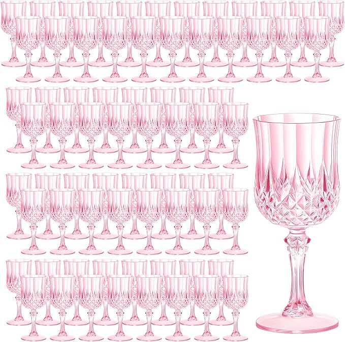 7OZ Plastic Wine Glasses, Reusable Vintage Goblets Unbreakable Drinking Glasses by Unknown