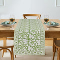 Sage Green Hand Block Print 100% Cotton Table Runner 16x106 Inch | Perfect by Ridhi