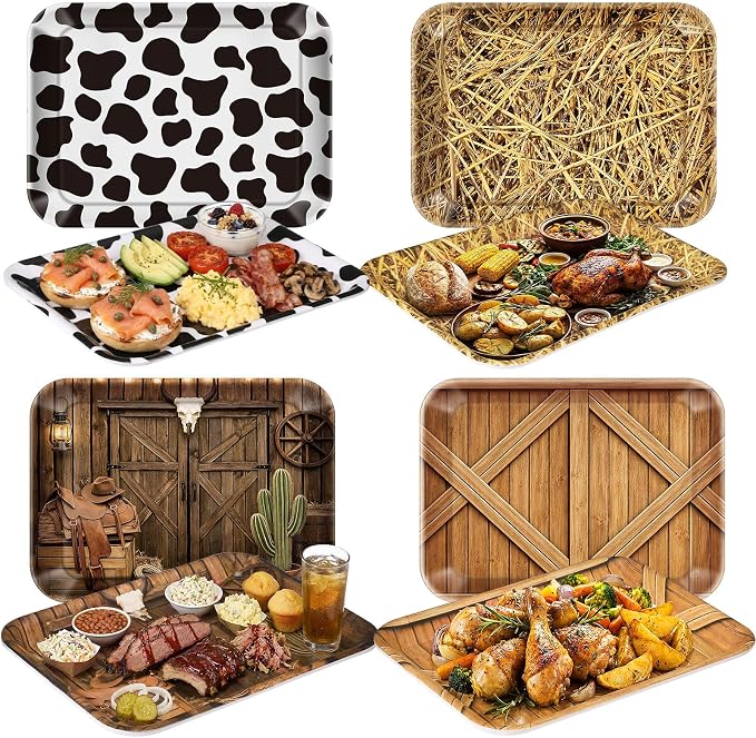 4 Pieces Western Serving Trays by Tiangrid