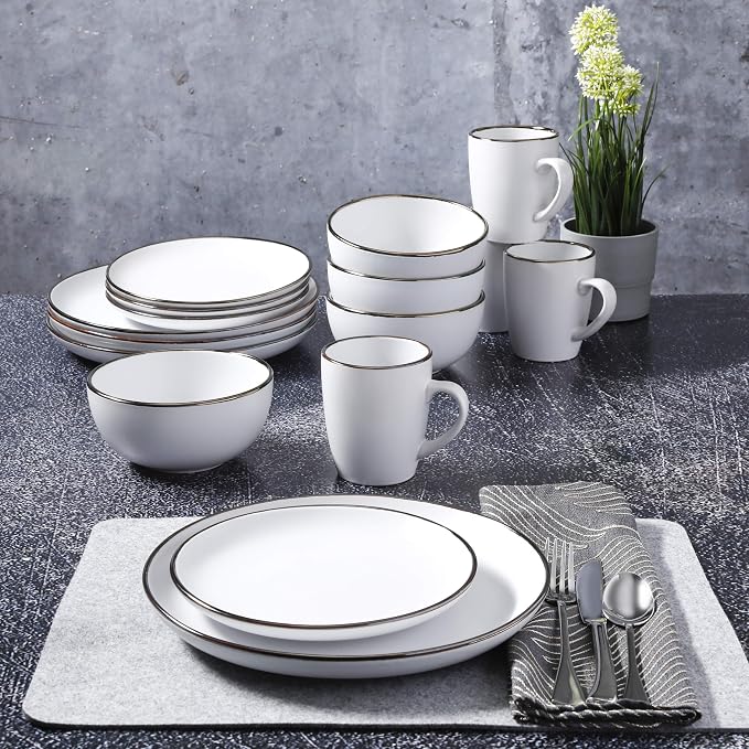Gibson Home Rockaway Round Stoneware Dinnerware Set, Service - Image 5