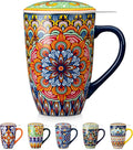 vancasso Ceramic Tea Mug with Infuser and Lid, 18 Ounce Bohemian Loose Leaf Cup by vancasso
