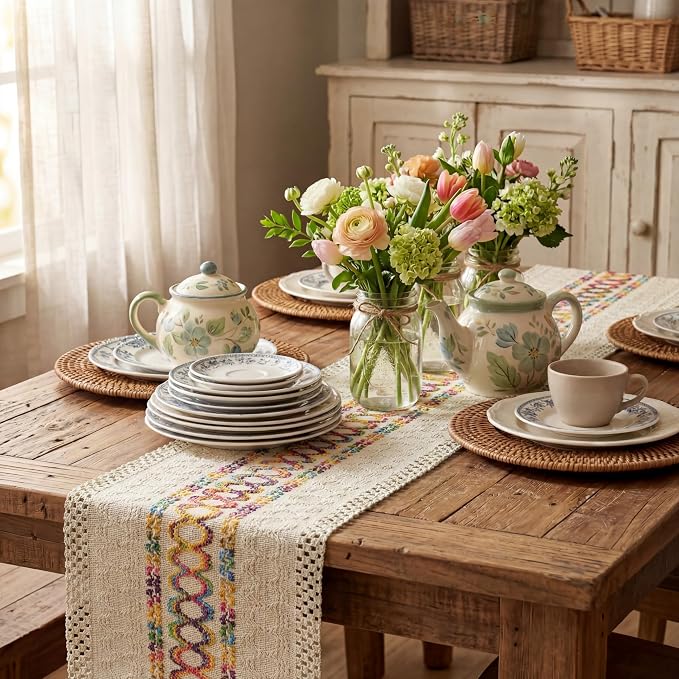 Artoid Mode Colorful Farmhouse Rustic Table Runner 12x108 Inch | Holiday Hollow - Image 4