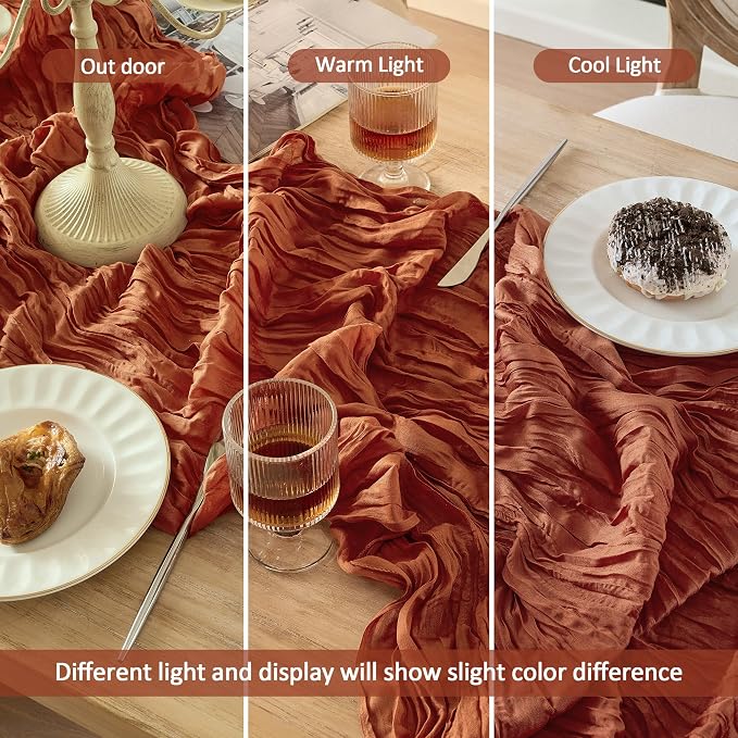 12 Pack Terracotta Cheesecloth Table Runner Boho Gauze Fall Decor | 120 Inch - Image 4