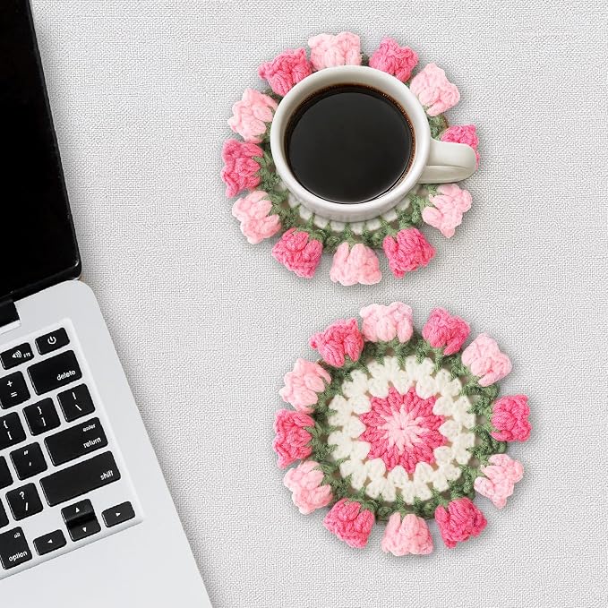 Crochet Flower Coasters, Handmade Bouquet Coasters - Image 5