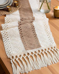 Pureegg Boho Table Runner 12 x 72 Inch, Woven Tassel Design | Dining Table by Pureegg