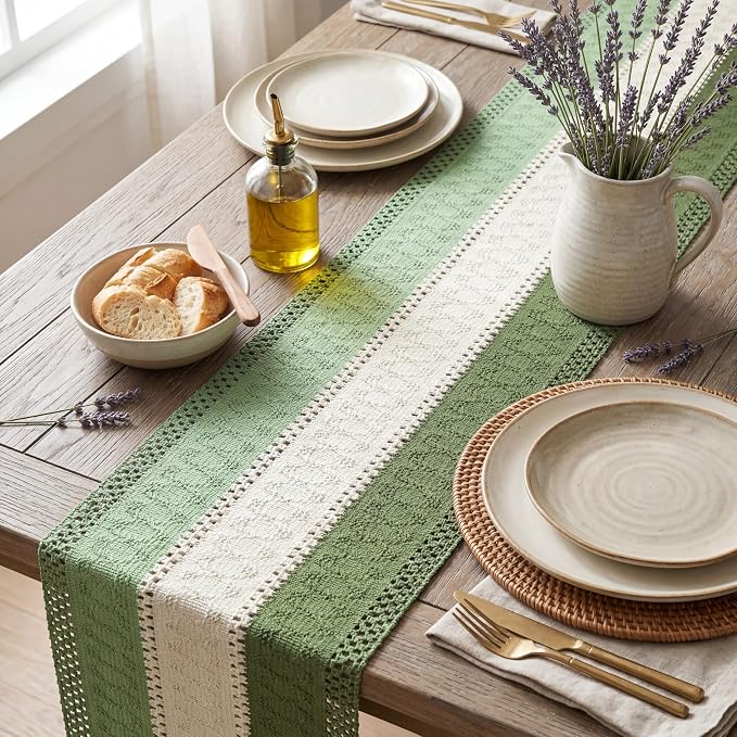 Artoid Mode Sage Beige Green Farmhouse Rustic Table Runner 12x36 Inch | Holiday - Image 3