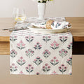 Block Print Floral Decorative Table Runners, 13x90 Inch Pink | 100% Organic by Unknown
