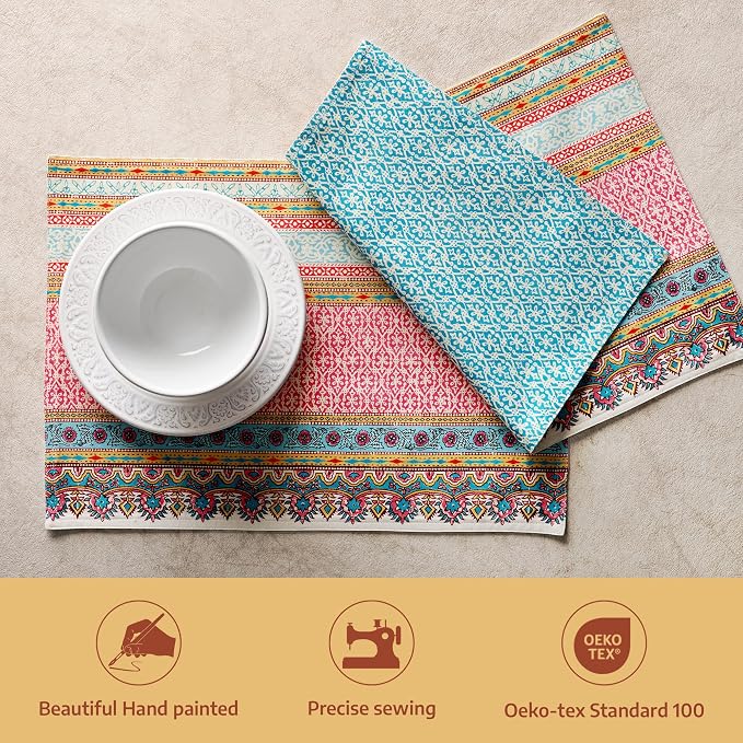 Maison d' Hermine Placemats Set of 4 Reusable 100% Combed Cotton | Cloth Place - Image 2