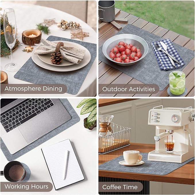 NCUE Vinyl Placemats Set of 6, Heat Resistant, Nonslip Faux Leather Waterproof - Image 6