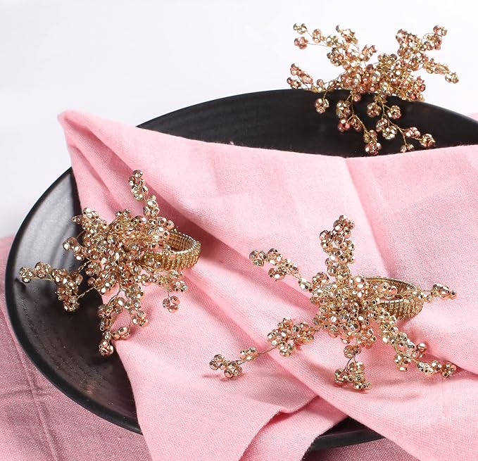 Copper Gold Beaded Napkin Ring Set of 12 - Image 2