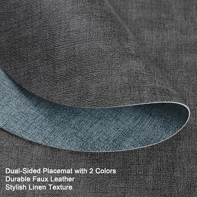 Faux Leather Placemats Set of 6, Dual Sided - Image 2