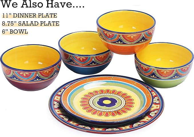 Bico Tunisian Salad Plates Set of 4, 8.75 Inch Ceramic Dessert Plates - Image 4