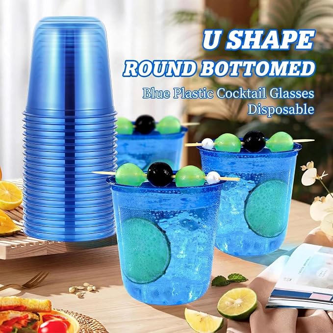 KesaPlan 50Pcs 12oz Blue Plastic Party Cups, Disposable Wine Cocktail Cups | - Image 4