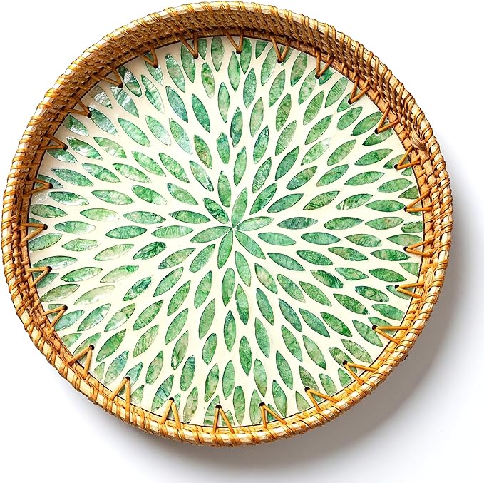 JUNGLE CULTURE Round Rattan Tray by JungleCulture