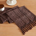 Macrame Style Boho Table Runner, 12x90 Inch Chocolate | Woven Boho Table Runner by ZEEMARTONLINE