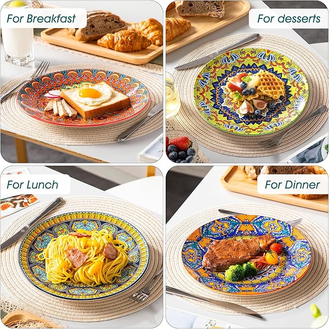 vancasso Colorful Dinner Plates Set of 6, 10.5 Inch Ceramic Kitchen Plates | - Image 6