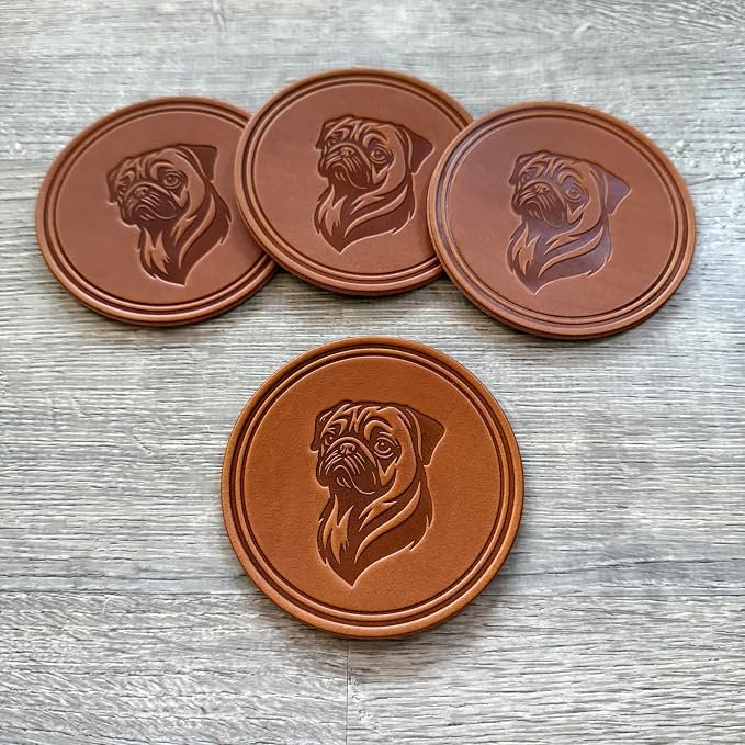 Dog Breed Leather Coasters – Premium Full Grain Table Protectors - Image 6
