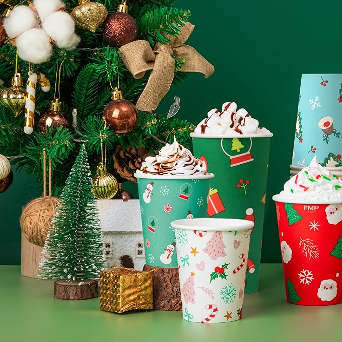 Fit Meal Prep 50 Pack 12 oz Christmas Disposable Coffee Cups, Premium Christmas - Image 7