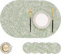Round Faux Leather Placemat and Coaster 6 Packs, Washable Heat Resistant Dining by homing