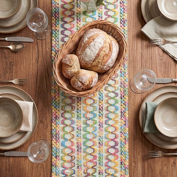 Artoid Mode Colorful Woven Farmhouse Hollow Table Runner 12x72 Inch | Holiday - Image 2