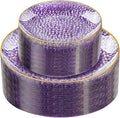 Rubtlamp 60Pcs Clear Purple Gold Plastic Plates, Hammered Plastic Plates by Rubtlamp