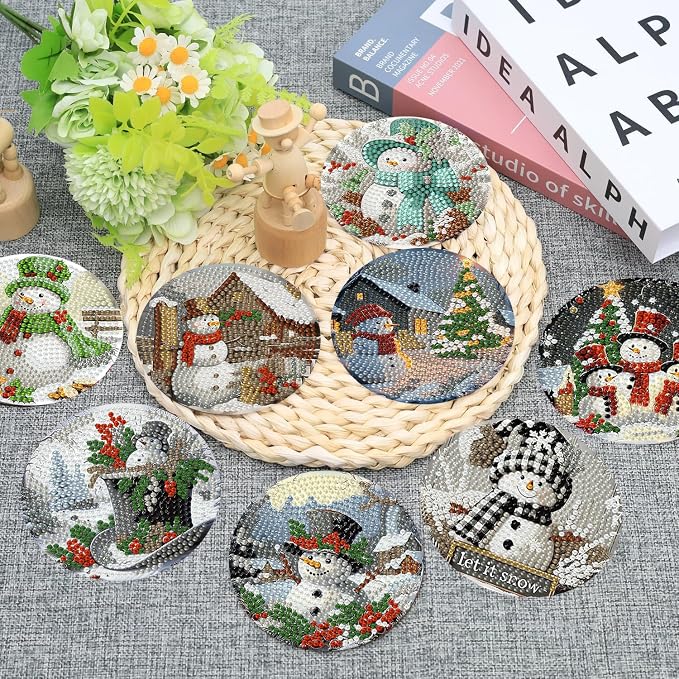 8 PCS Christmas Diamond Art Coasters Kits - Image 2