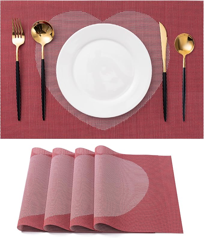 Placemats Set of 4 Washable Indoor | Outdoor Vinyl Place Mats by CADONO