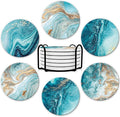 Dooke Coasters for Drinks, Round Absorbent Ceramic Stone Coasters Set of 6 by Dooke