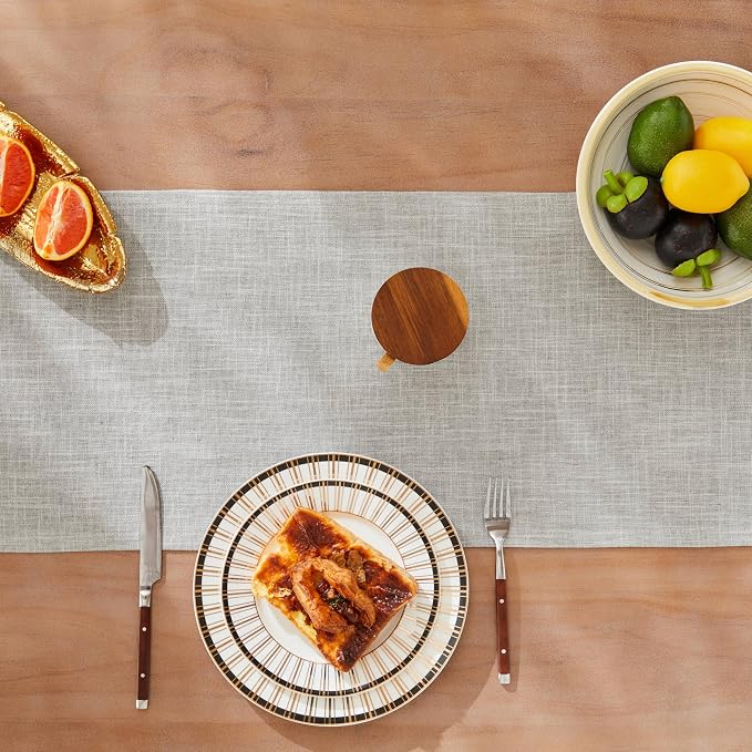 Rustic Cotton Linen Table Runner, 13x108 Inches Light Grey | Farmhouse Style - Image 5