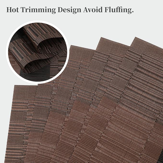 Leetaltree Brown with Black Striped Placemats Set of 8 - Image 3