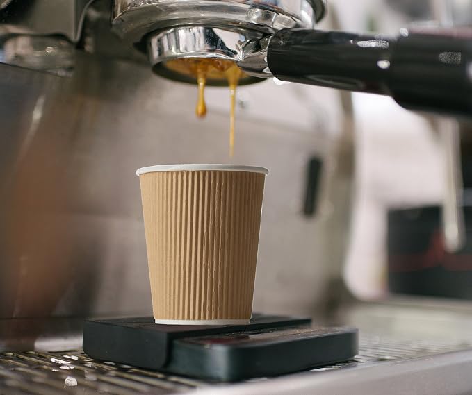 NYHI 12 oz Ripple Insulated Coffee Cups – Kraft Disposable Paper Coffee Cups - Image 2