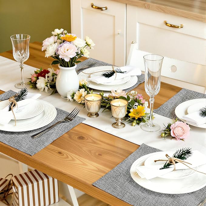 Faux Leather Heat Resistant Placemats 4 Packs, Waterproof Wipeable Dining PU - Image 7