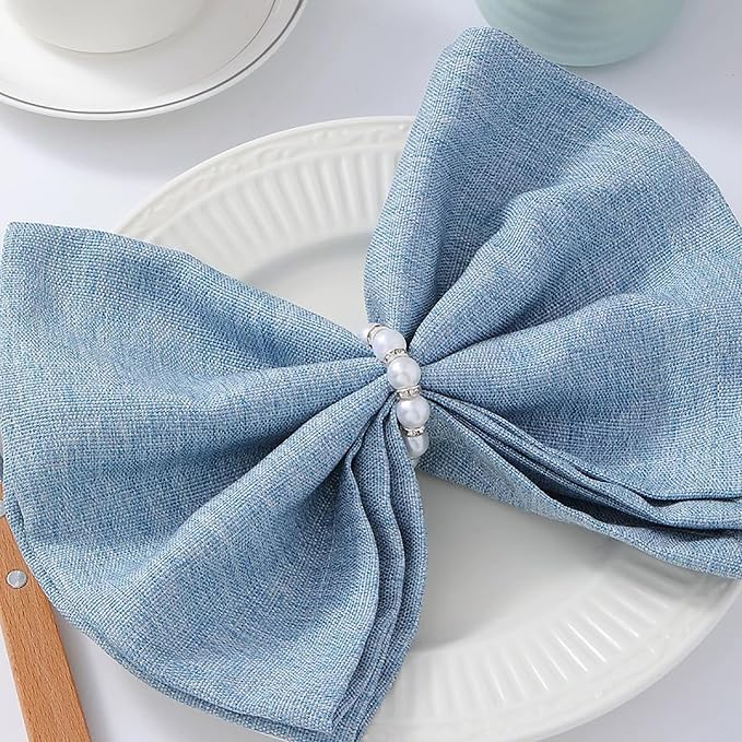 100 Pcs Silver Disposable Napkin Rings Imitation Pearl Ring Napkin Holder - Image 6