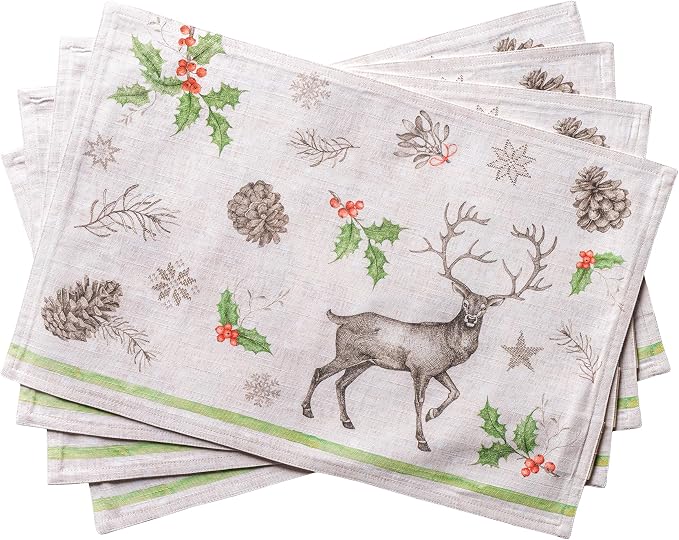 Maison d' Hermine Placemats Set of 4 Reusable 100% Cotton | Cloth Place Mats by MaisondHermine