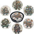 Japanese Cat Coasters Leather Round Drink Coasters 6 Pcs Set by Yopiiefa