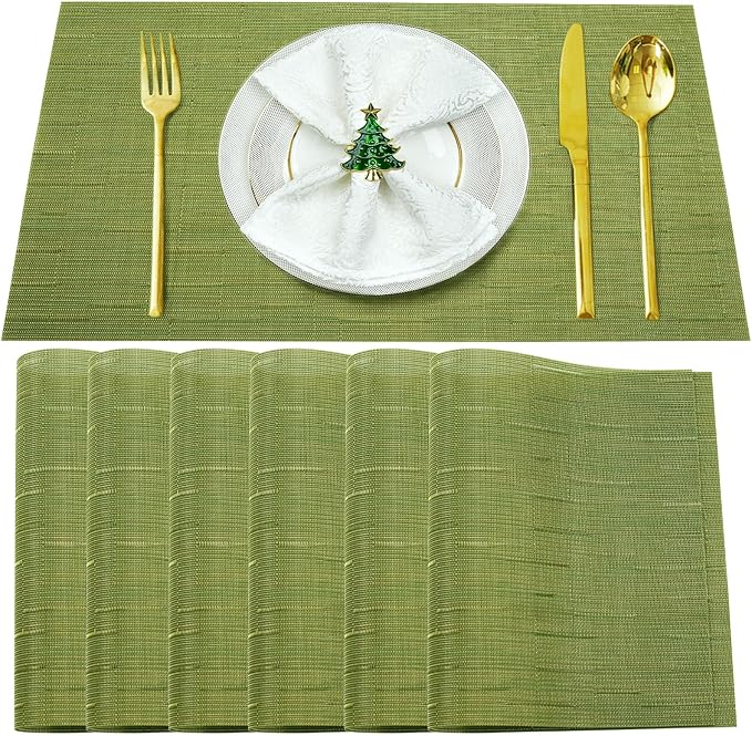 Placemats Set of 6, Vinyl PVC Heat Resistant Washable Placemats Set, Non Slip by BxzanDya-LifeSmartMaker
