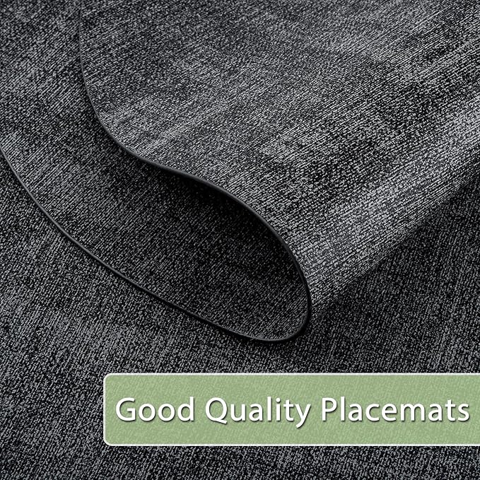 Placemats for Dining Table Set of 6 Non-Slip, Heat Resistant Oval Leather - Image 2