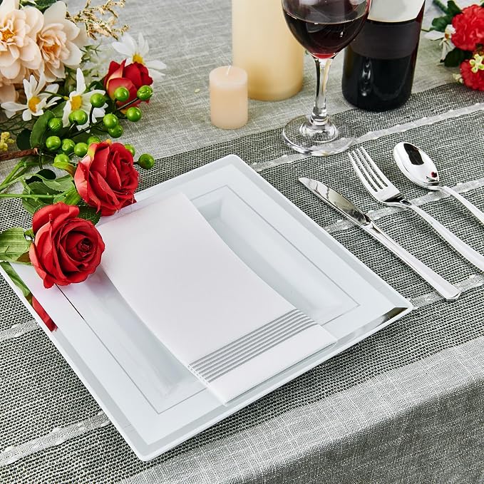 Vplus 90 Pack 9.5in White Disposable Plastic Party Plates - Image 5