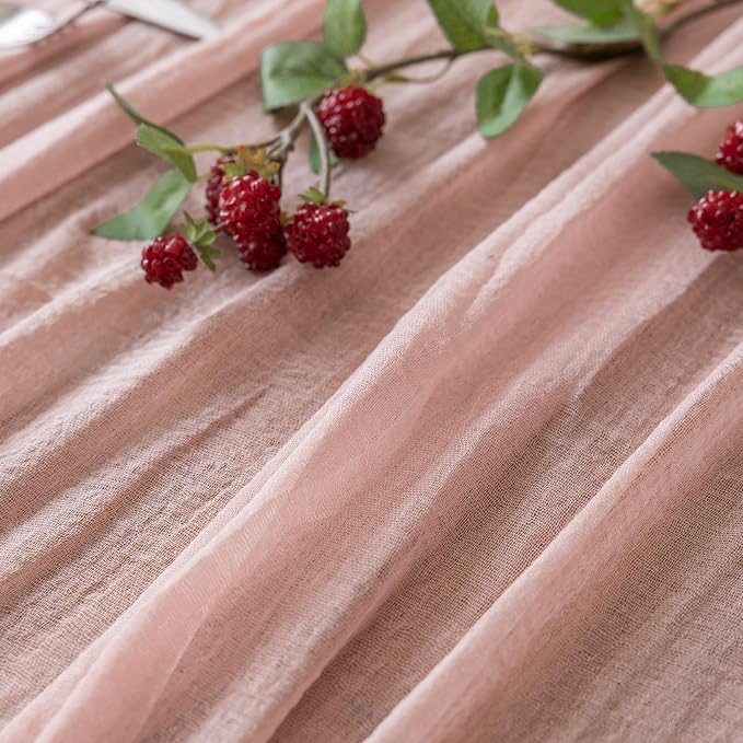 6Pcs Dusty Pink Cheesecloth Table Runner 120 Inches - Image 7