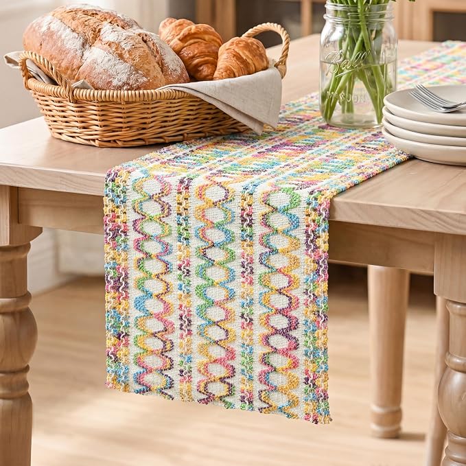 Artoid Mode Colorful Woven Farmhouse Hollow Table Runner 12x120 Inch | Holiday by ArtoidMode