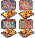 Vesici 4 Pack Mandala Melamine Serving Trays, 13 x 10 Inch Rectangular by Vesici