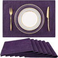 Faux Cotton Linen Placemats Set of 6, Cloth Washable Farmhouse Dining Table Mats by homing