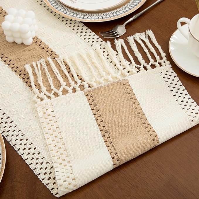 Boho Brown Table Runner, 12x108 Inches | - Image 3