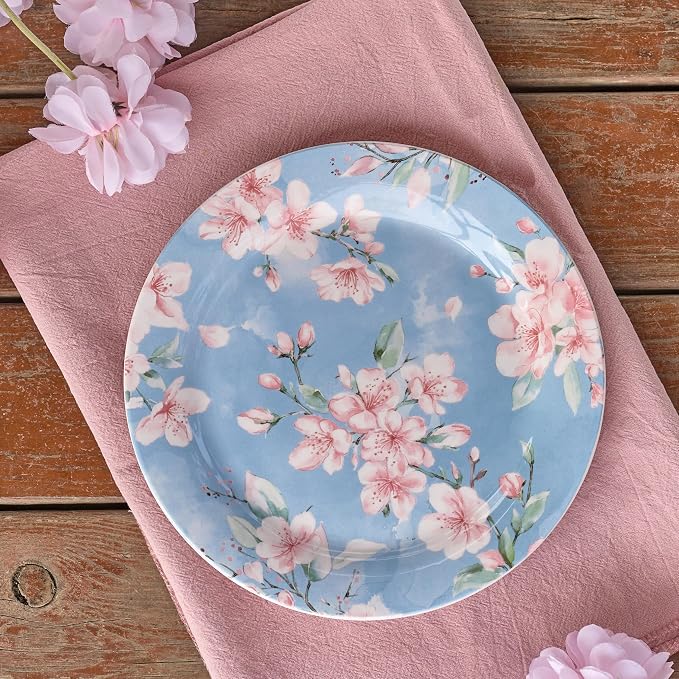 Bico Spring Sakura Salad Plates Set of 4, 8.75 Inch Ceramic Dessert Plates - Image 4