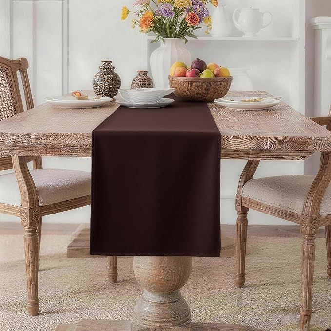 MEANMOY Brown Table Runner 108 Inches Long Waterproof Table Runners | Washable by MEANMOY